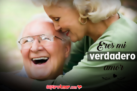 Frase de Amor Verdadero con Imagen de Pareja de Ancianos Animada en HD