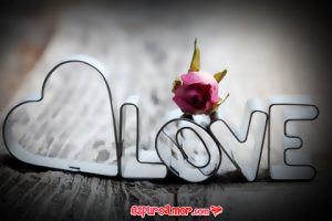 Frase de Amor en Imagen de Taza con la Palabra Love para Compartir en Facebook